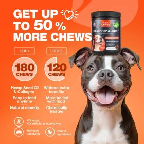 Glucosamine for Dogs Hemp Hip and Joint Supplement for Dogs Glucosamine Chondroitin Chews with MSM Turmeric Collagen for Mobility Bone Skin and Coat H